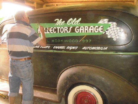 Terry laying down the new livery on my 1946 Chevy panel van